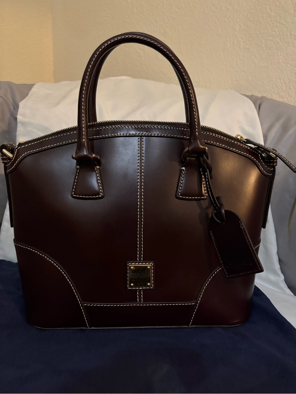 Dooney & Bourke Burgundy Leather Dome Satchel with Matching Wallet - Picture 2 of 11